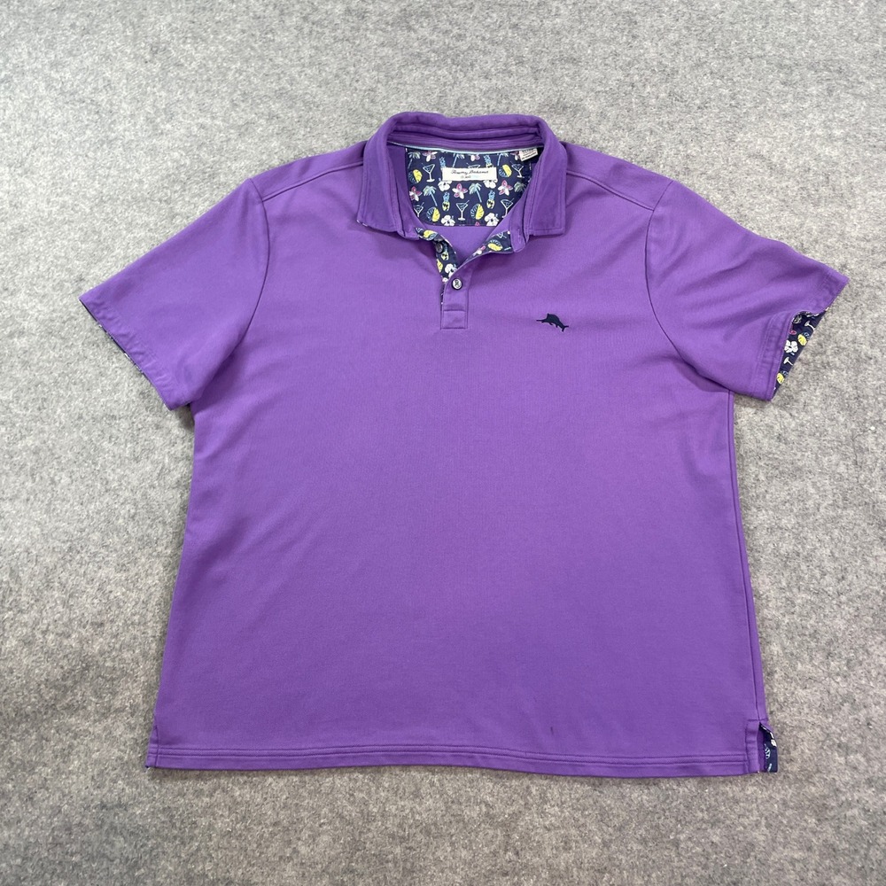 Tommy Bahama Mens Polo Shirt XL Purple Short Sleeve IslandZone Resort Golf Pima - Picture 2 of 16